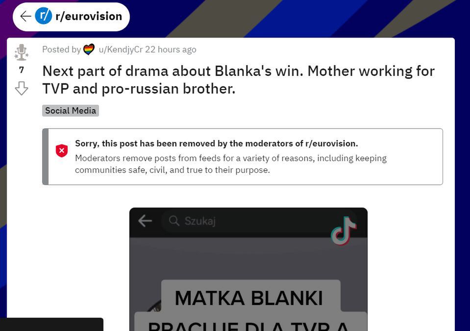 post o nowej teorii spiskowej związanej z Blanką pojawił się też na Reddicie