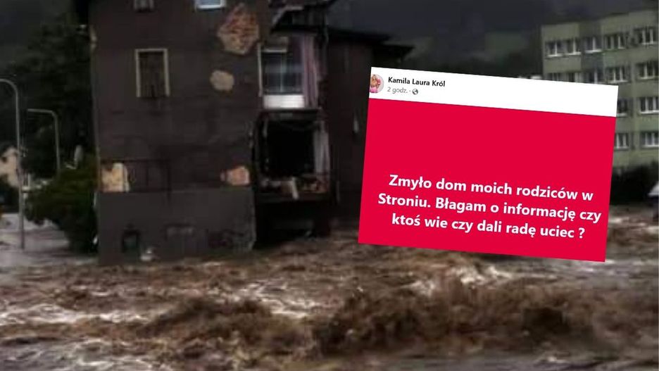 Kobieta poszukuje rodziców, woda podmyła ich dom