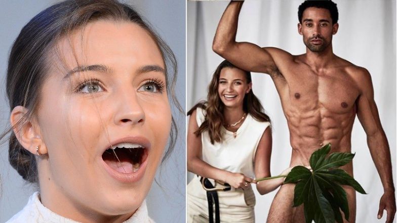 Roześmiana Julia Wieniawa zasłania krocze uczestnika "Top Model"