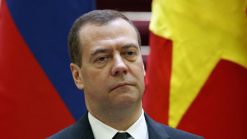 Russia's Prime Minister Dmitri Medvedev visits Hanoi
epa07176415 Russia's Prime Minister Dmitri Medvedev attends a press conference with his Vietnamese counterpart Nguyen Xuan Phuc (not pictured) at the Government Office in Hanoi, Vietnam, 19 November 2018.  EPA/KHAM / POOL 
Dostawca: PAP/EPA.
KHAM / POOL