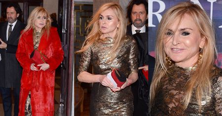 Monika Olejnik w czerwonym futrze na premierze w teatrze (ZDJĘCIA)