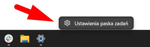 Skrót do ustawień paska zadań w Windows 11