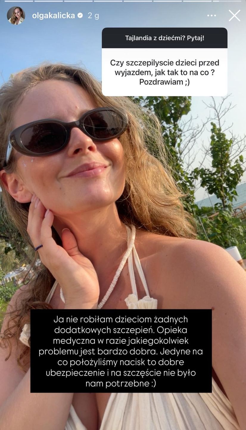 Olga Kalicka nie szczepiła dodatkowo dzieci przed wyjazdem