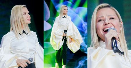 Opole 2021. Anna Karwan bryluje na scenie w niemal IDENTYCZNEJ STYLIZACJI jak wcześniej Celine Dion (ZDJĘCIA)