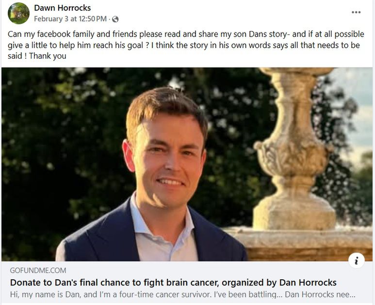 Dan Horrocks walczy z rakiem od 14 lat