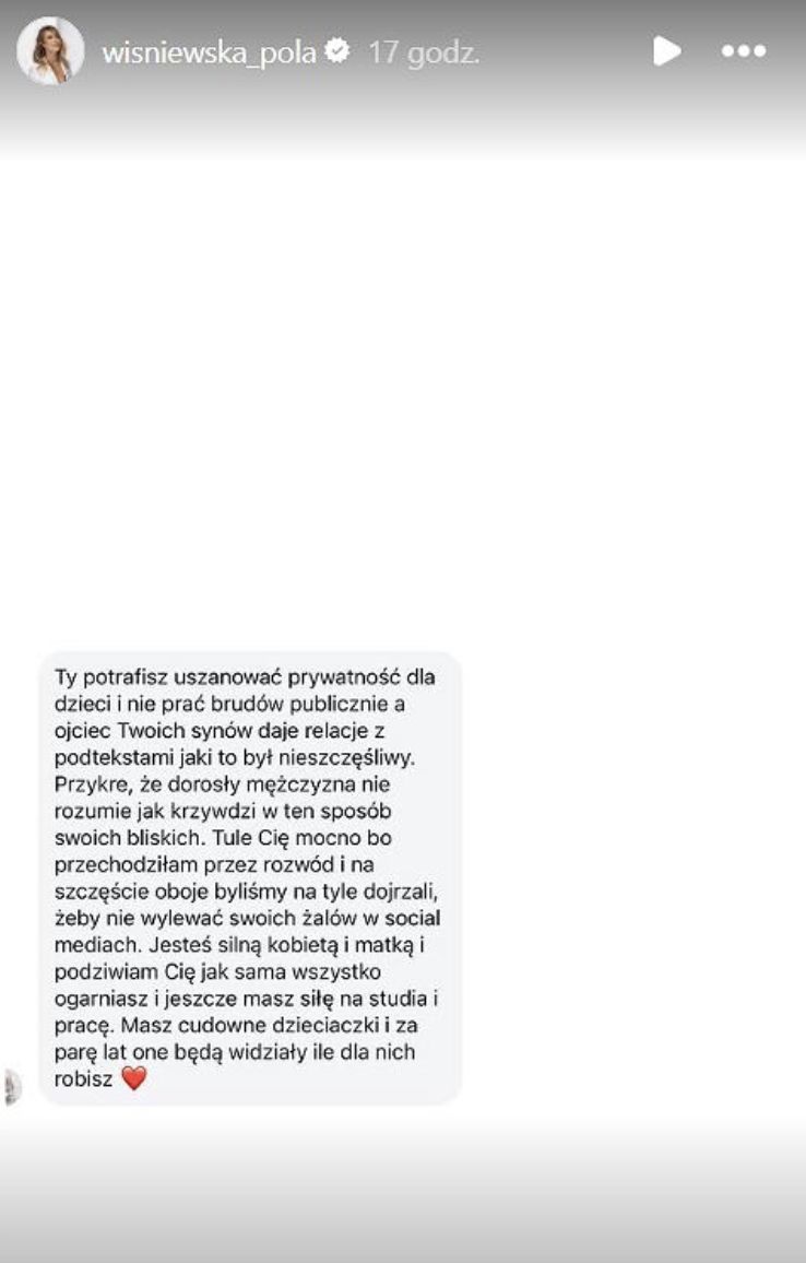 Pola Wiśniewska pokazała wiadomość od obserwatorki