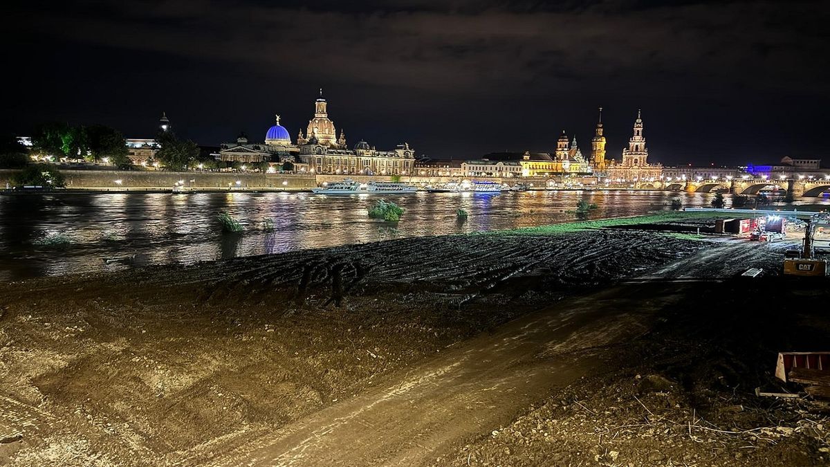 Straż w Dreźnie pracowała nad uprzątnięciem terenu po moście.