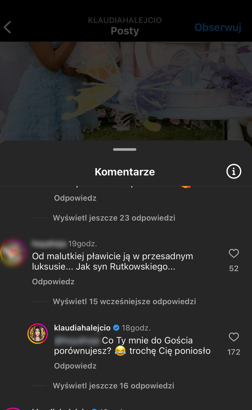 Klaudia Halejcio dyskutuje z internautami