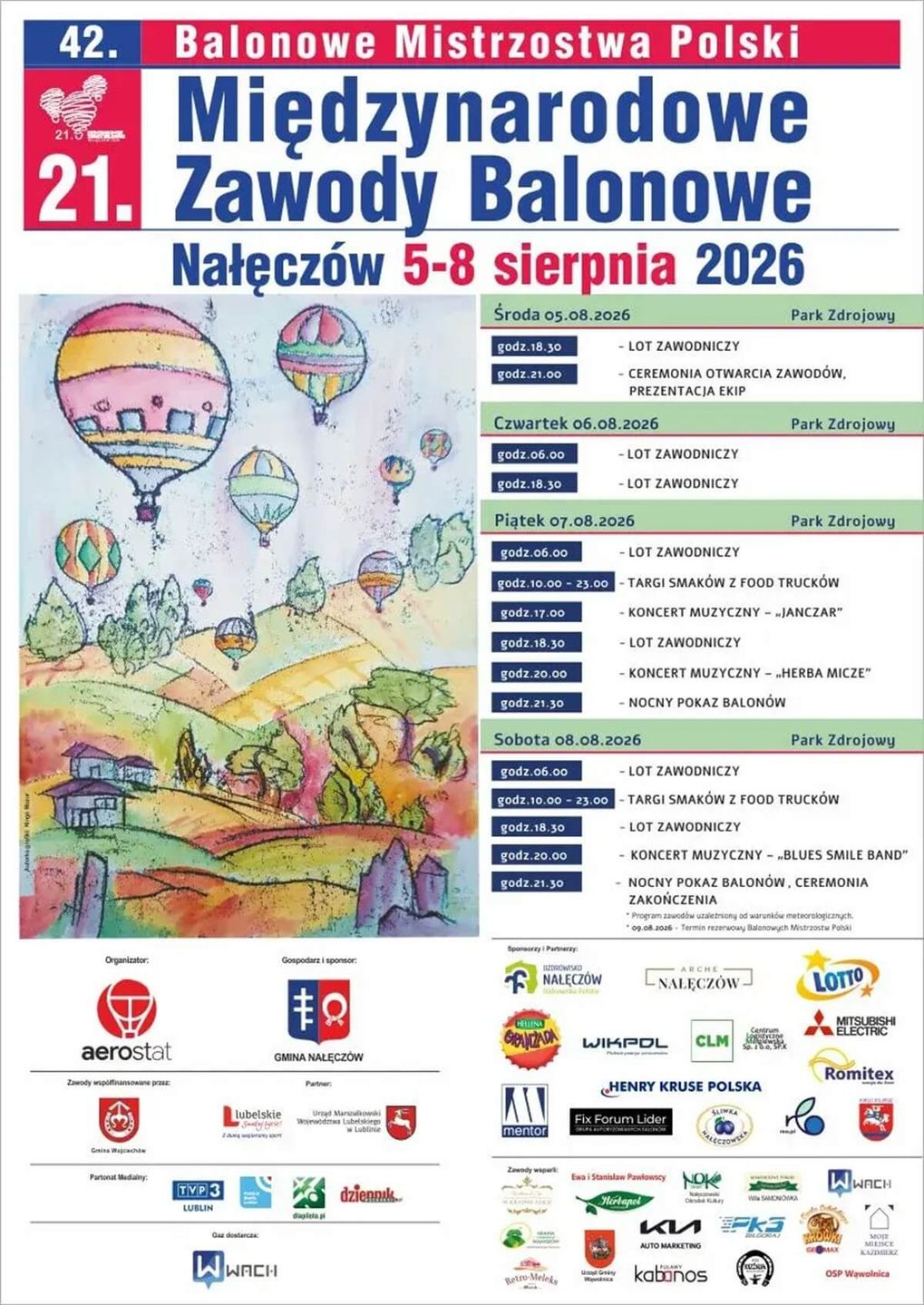 Międzynarodowe Zawody Balonowe Nałęczów 2026 - plakat