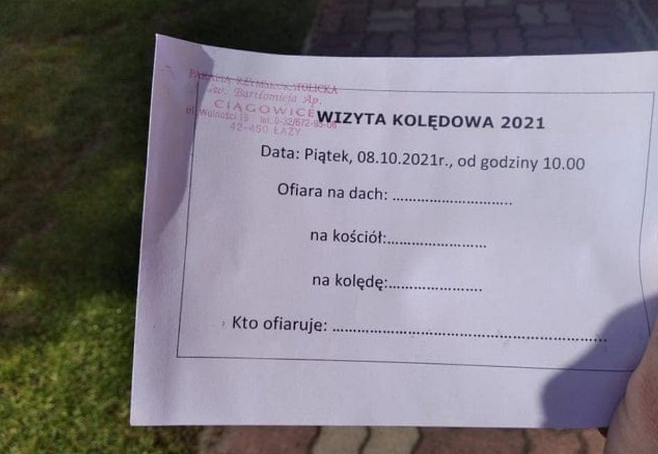 Parafia oczekuje określenia kwoty datków