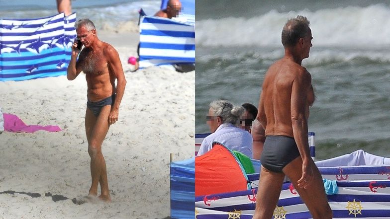 Jan Maria Jackowski na plaży w Białogórze