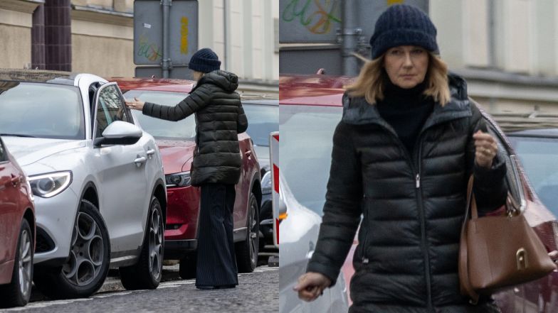 Posępna Grażyna Torbicka "przyłapana" przed starym mieszkaniem w Warszawie