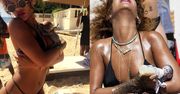 Rihanna w bikini karmi małpkę (FOTO)