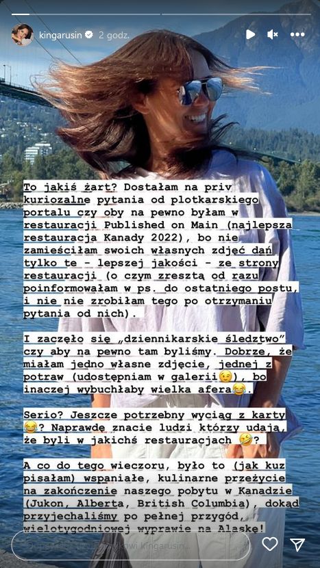 Kinga Rusin o restauracji w Kanadzie. Nie wszyscy uwierzyli, że ją odwiedziła