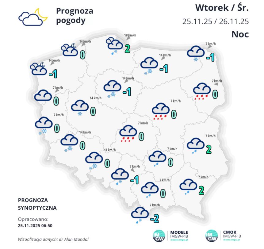   Prognoza na noc