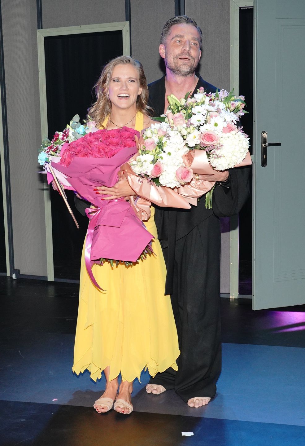 Agnieszka Kaczorowska i Marcin Rogacewicz po premierze "Siedem"