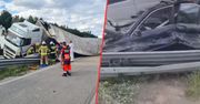 Wypadek na na A1 w rejonie Dobieszowic. Samochód wjechał w bariery