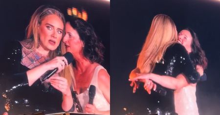 Fanka Adele wpadła na scenę podczas koncertu. Nagle...pocałowała piosenkarkę (WIDEO)