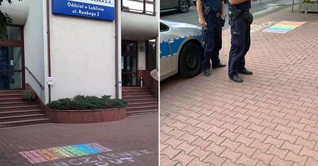 Namalowali tęczę na chodniku przed siedzibą TVP Lublin. Stacja wezwała policję