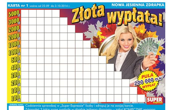 „Jesienna Zdrapka” w „Super Expressie”. Do wygrania od 100 do 5 tys. zł