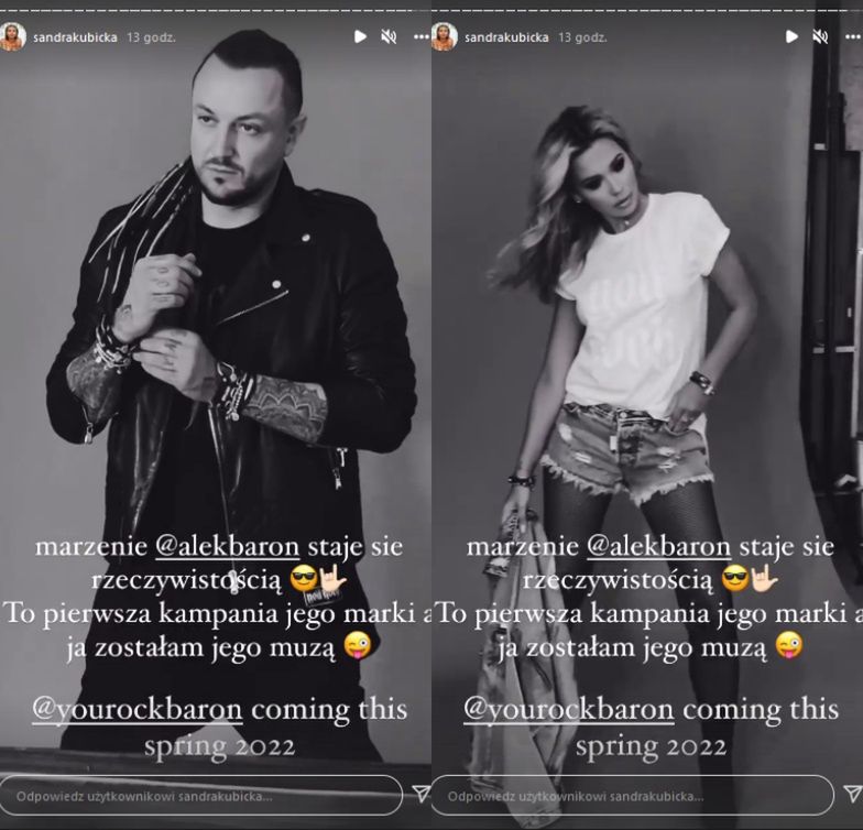Sandra Kubicka pozuje w autorskiej odzieży Barona