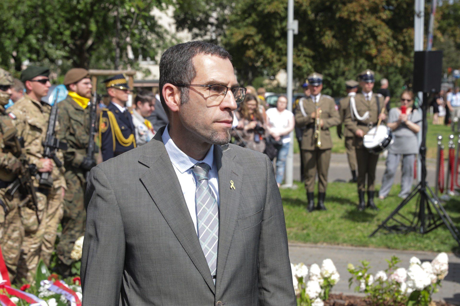 Uroczystości upamiętniające 81. rocznicę odbicia więźniów niemieckiego obozu Gęsiówka w Warszawie, 6.08.2025. N/z ambasador Izraela w Polsce, Yaakov Finkelstein.