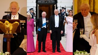 Król Karol i królowa Camilla brylują na kolacji u Trumpów: śmieszkowanie monarchy i znani goście (ZDJĘCIA)