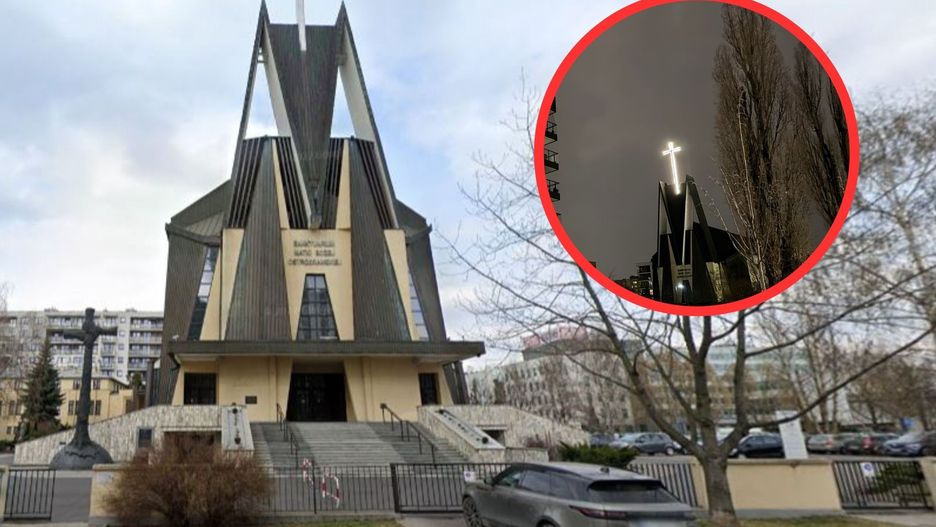Krzyż emituje białe swiatło