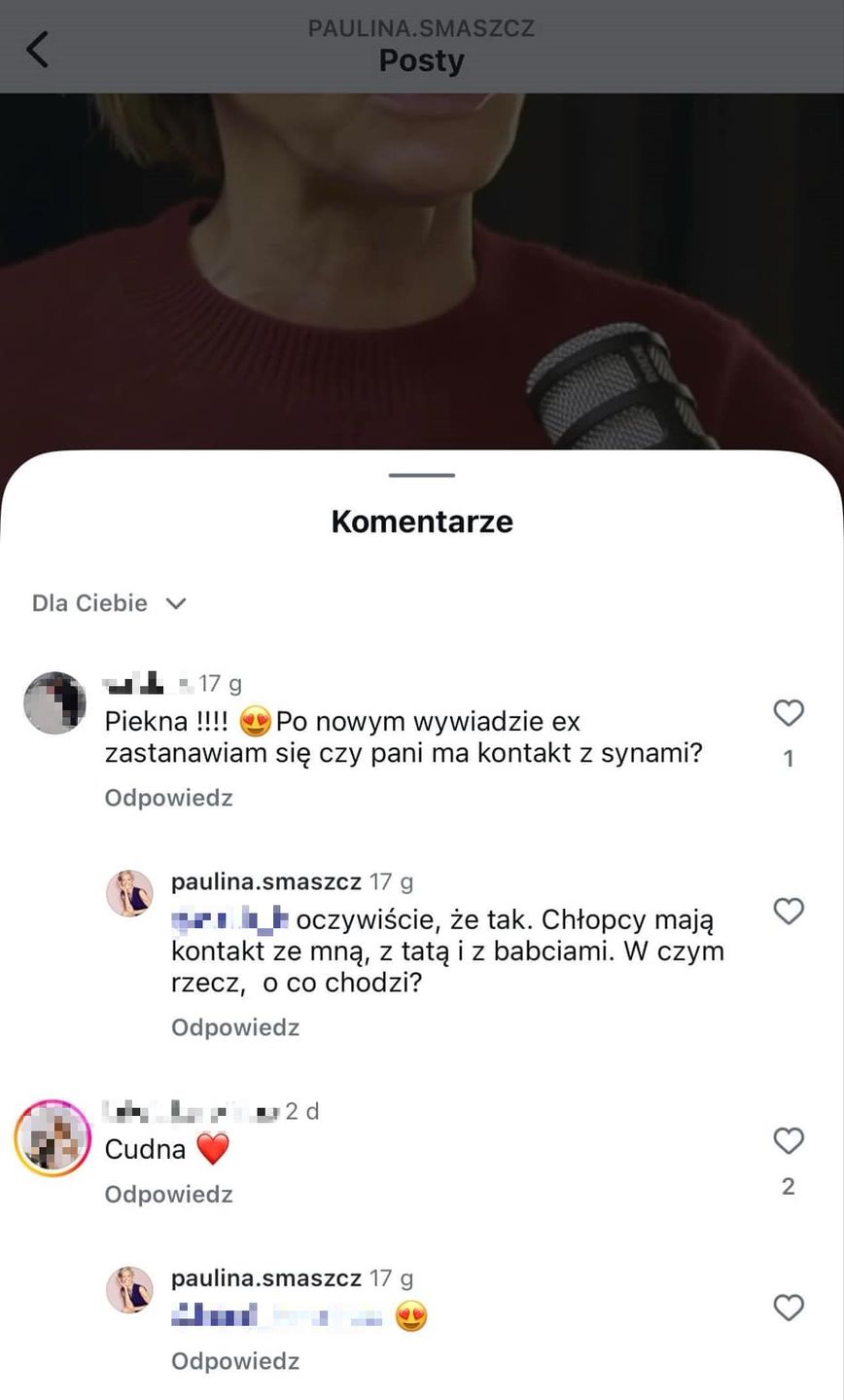 Paulina Smaszcz odpowiedziała na pytanie o kontakt z synami