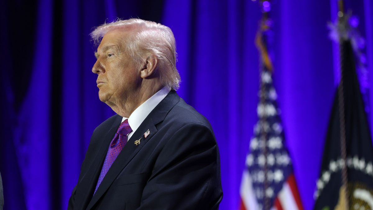 WASHINGTON, DC - FEBRUARY 05:  U.S. President Donald Trump stands during the 74th annual National Prayer Breakfast at the Washington Hilton on February 5, 2026 in Washington, DC. President Trump is joined by bipartisan Congressional members, business, and religious leaders to pray for the nation. (Photo by Alex Wong/Getty Images)