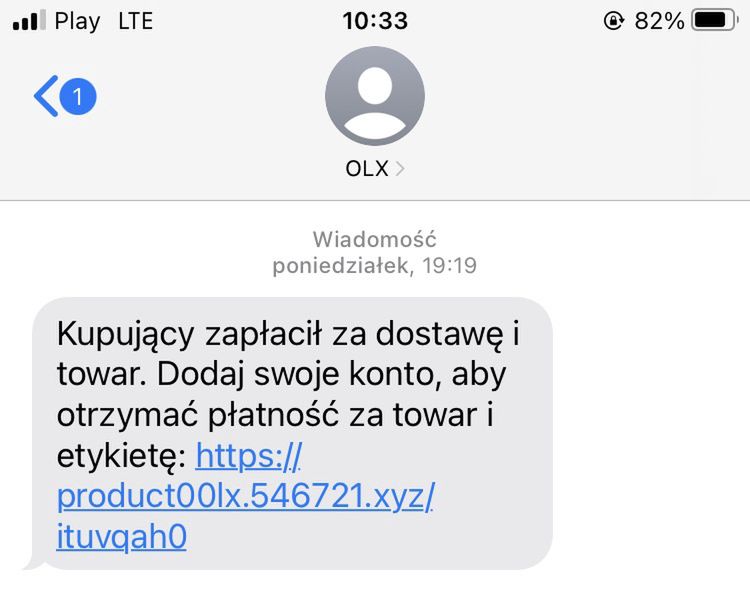 Fałszywy SMS "od OLX"