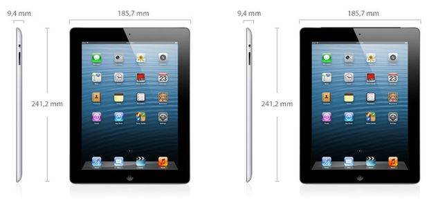 Prezentacja wymiarów Apple iPad Retina