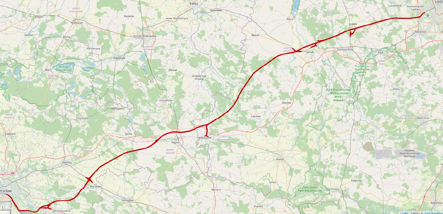 Wariant inwestorski odcinka KDP Łódź-Wrocław