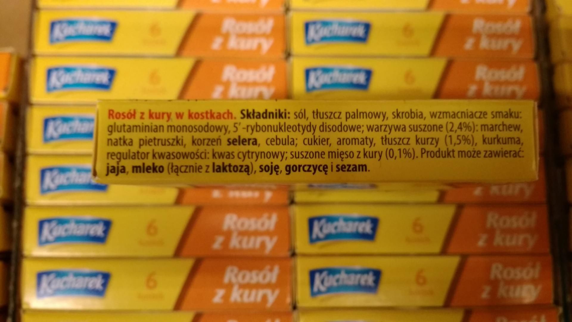 Rosół z kury w kostkach Kucharek - skład