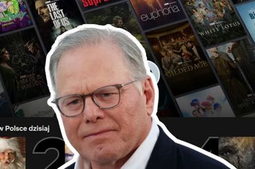 Szef WBD David Zaslav na tle grafiki z HBO Max