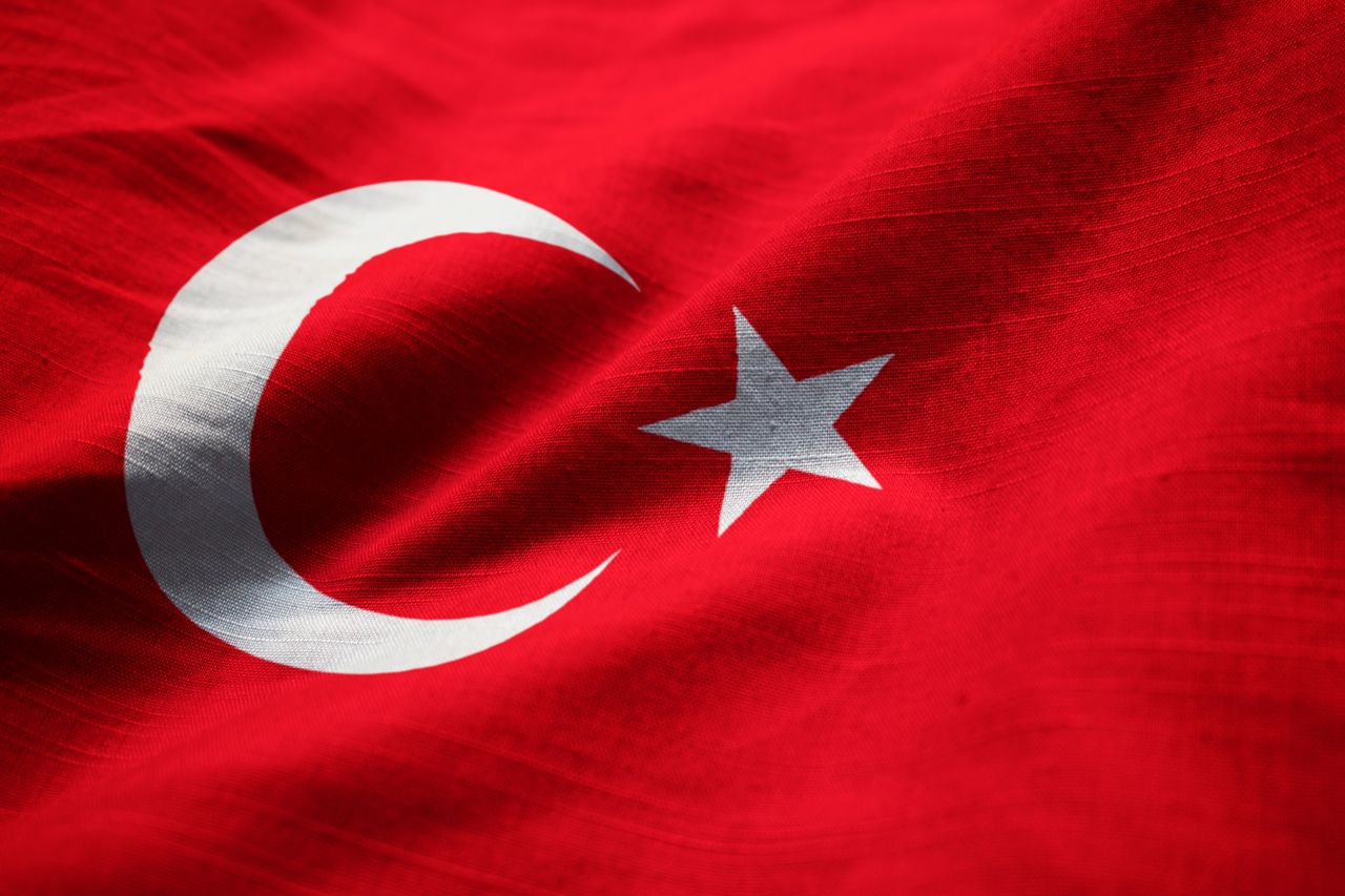 Closeup of Ruffled Turkey Flag