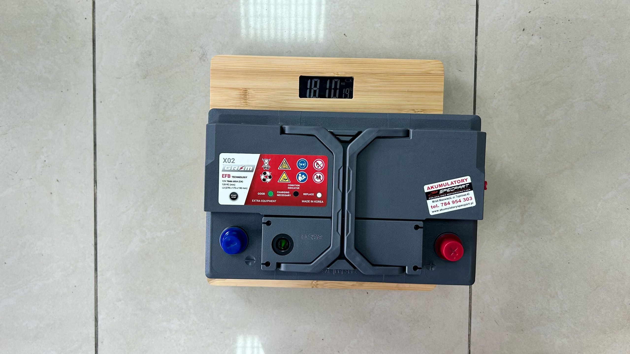 Akumulator 70Ah (EFB) - masa 18,1 kg