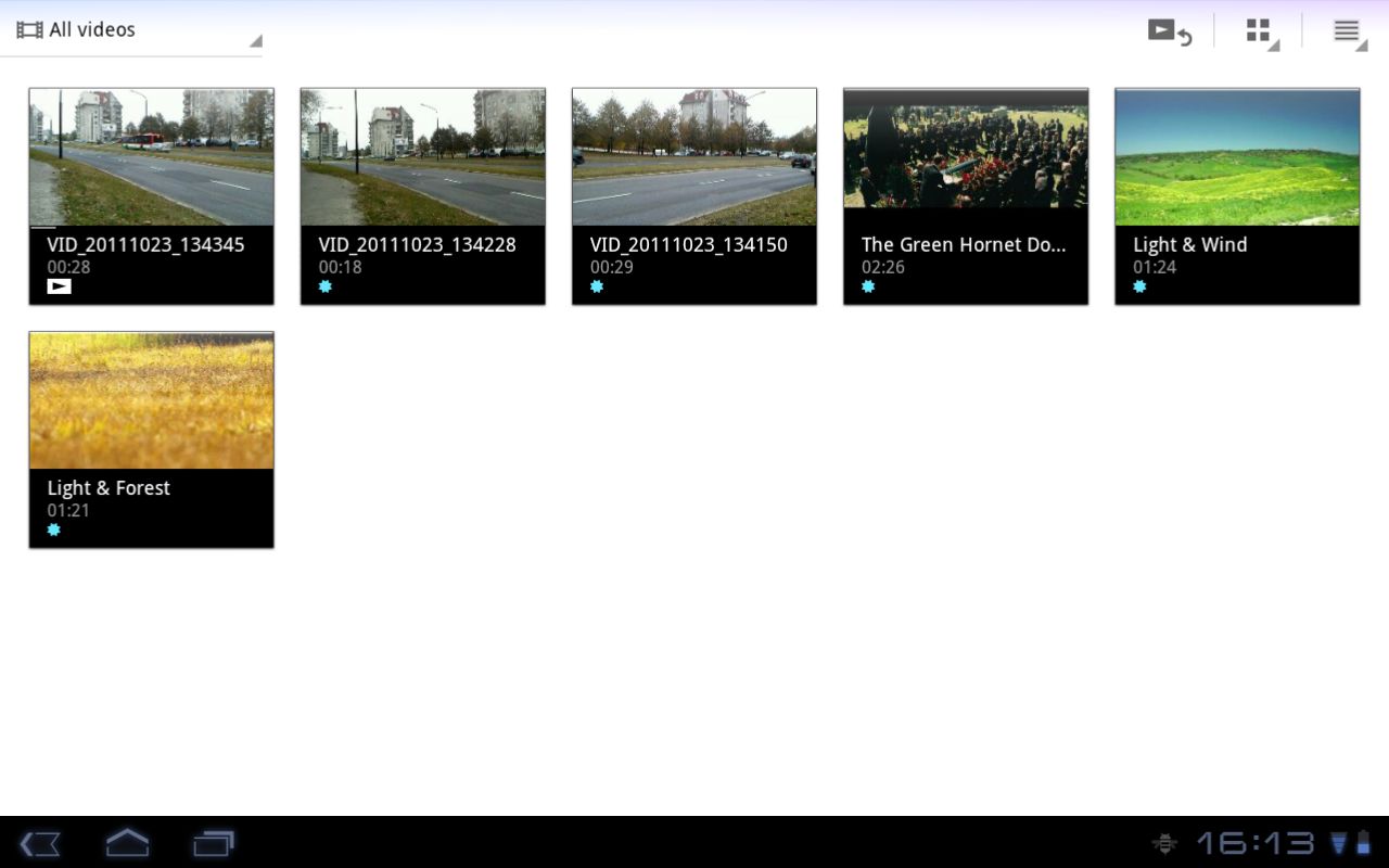 Sony Tablet S - lista klipów wideo