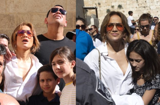 Uduchowiona Jennifer Lopez zwiedza Jerozolimę w rozpiętej koszuli (FOTO)