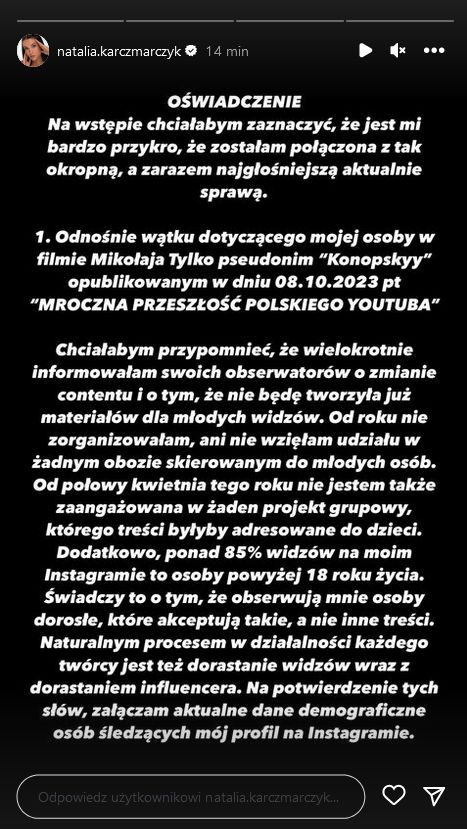 Natsu PRZERWAŁA MILCZENIE! Dziewczyna Marcina Dubiela wydała oświadczenie. "TO ATAK PERSONALNY I MANIPULACJA"