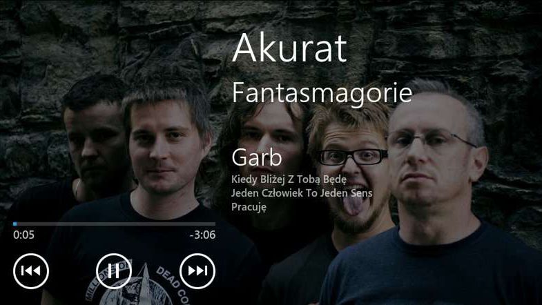 Odtwarzacz dla Androida w stylu WP7 1