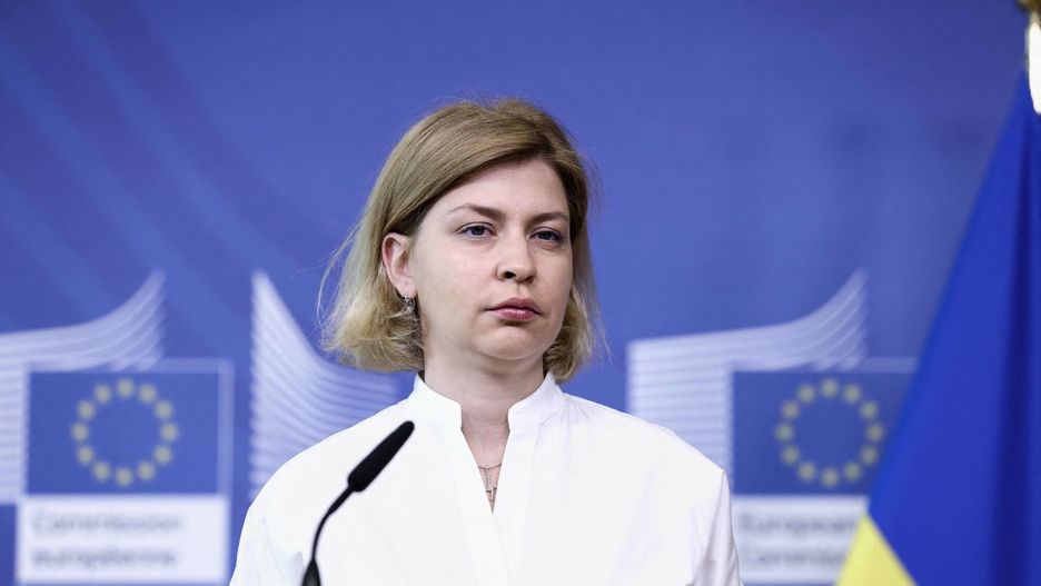 TemporaryUkraine's Deputy Prime Minister for European and Euro-Atlantic Integration Olga Stefanishyna speaks during a joint press conference with European Union Commissioner for Innovation, Research, Culture, Education and Youth and European Innovation Council Board member on new European Innovation Council support for tech start-ups from Ukraine on June 9, 2022 in Brussels. (Photo by Kenzo TRIBOUILLARD / AFP)KENZO TRIBOUILLARD