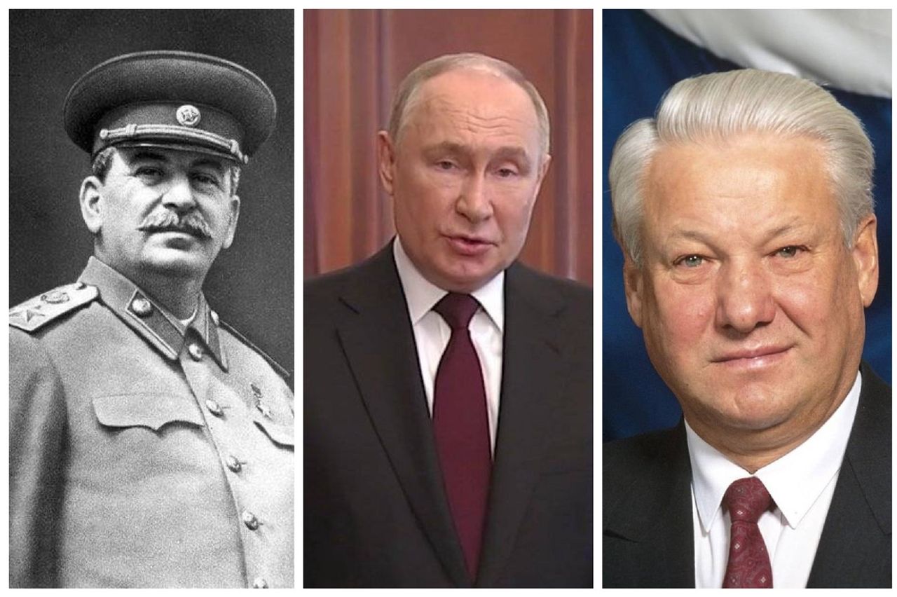 Putin in the president's chair outdoes Yeltsin and Stalin.