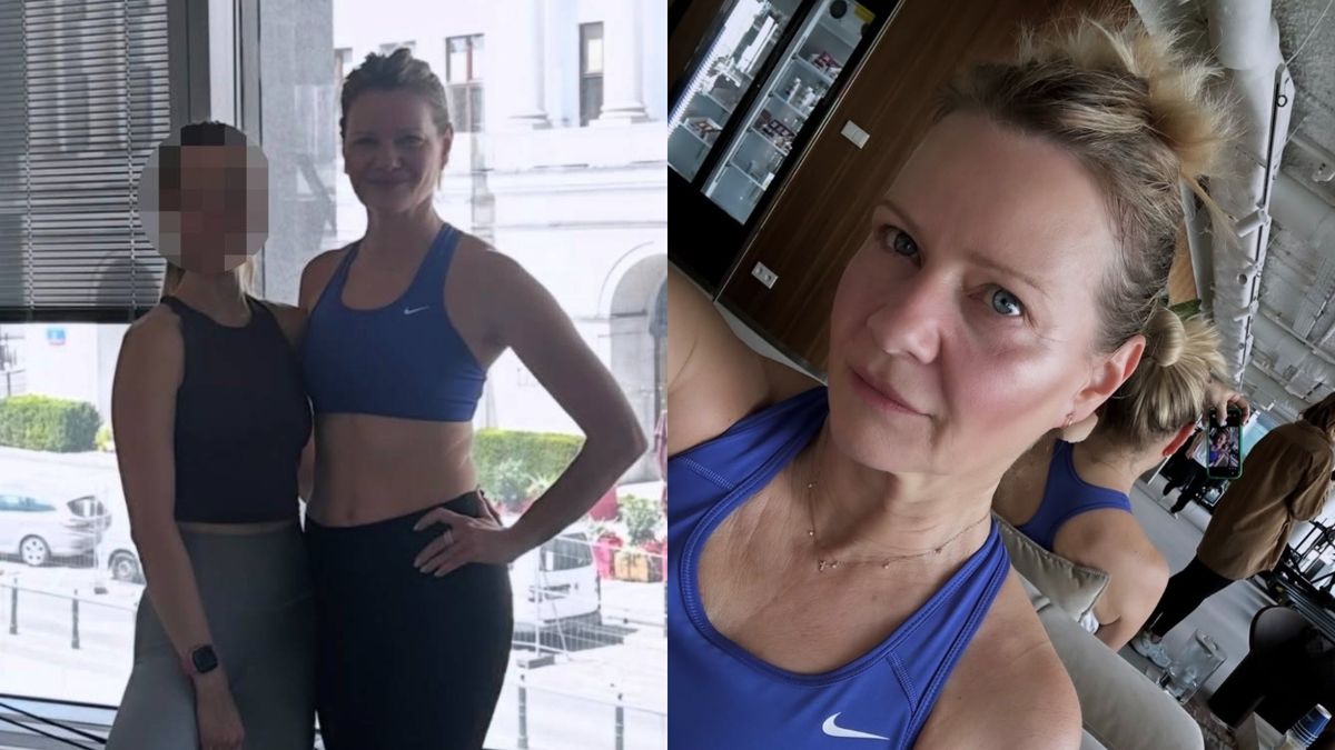 Małgorzata Kożuchowska pozuje po treningu