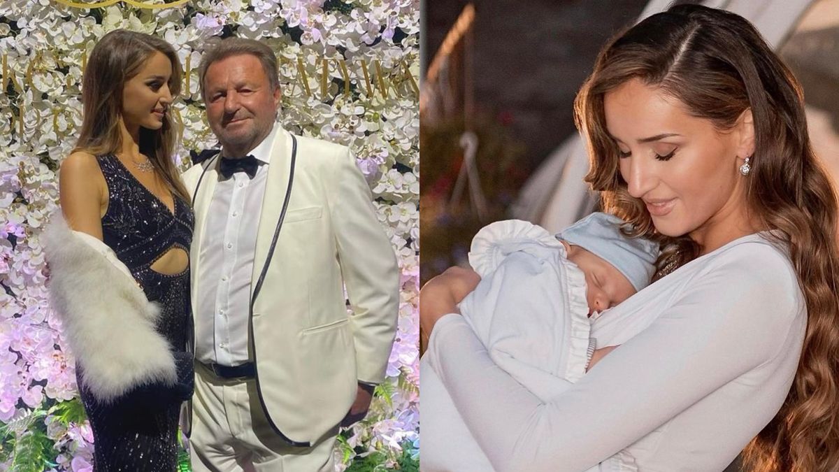 Patrycja Tuchlińska i Józef Wojciechowski pozują z synkiem na jego 1. urodzinach