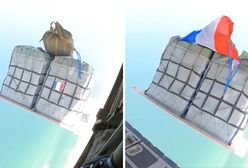 Francuska żywność już w Strefie Gazy. Macron pokazał zrzut