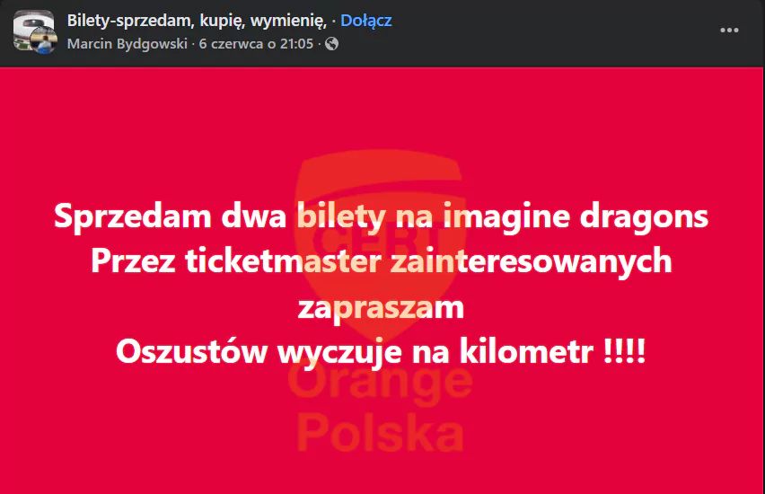 Fałszywe ogłoszenie na Facebooku
