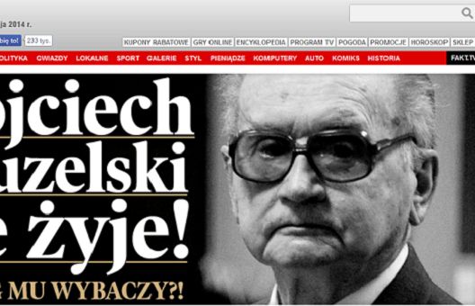 „Fakt” i „Newsweek” na godzinę uśmierciły gen. Jaruzelskiego