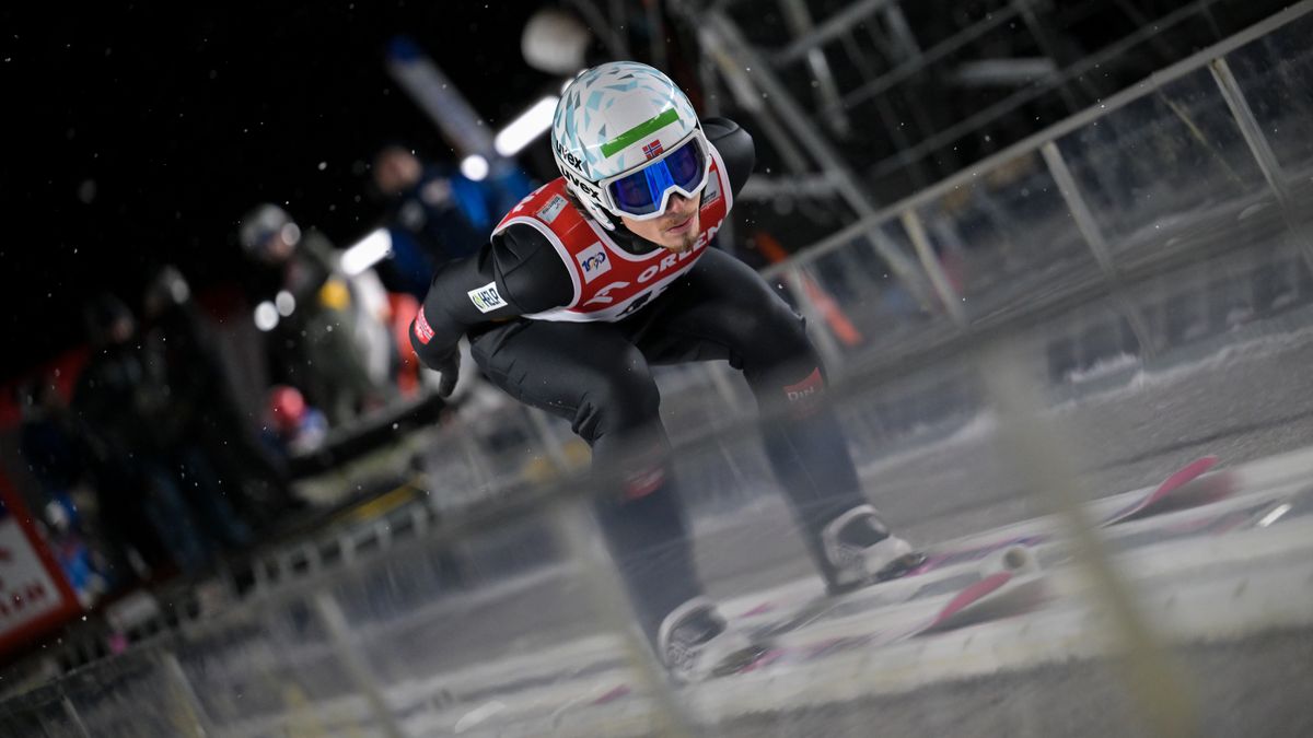 SZCYZRK, POLAND - JANUARY 16: Johann Andre Forfang of Norway competes during the FIS World Cup Ski Jumping Men Szczyrk - Training on January 16, 2024 in Szczyrk, Poland. (Photo by Bjoern Reichert/NordicFocus/Getty Images)