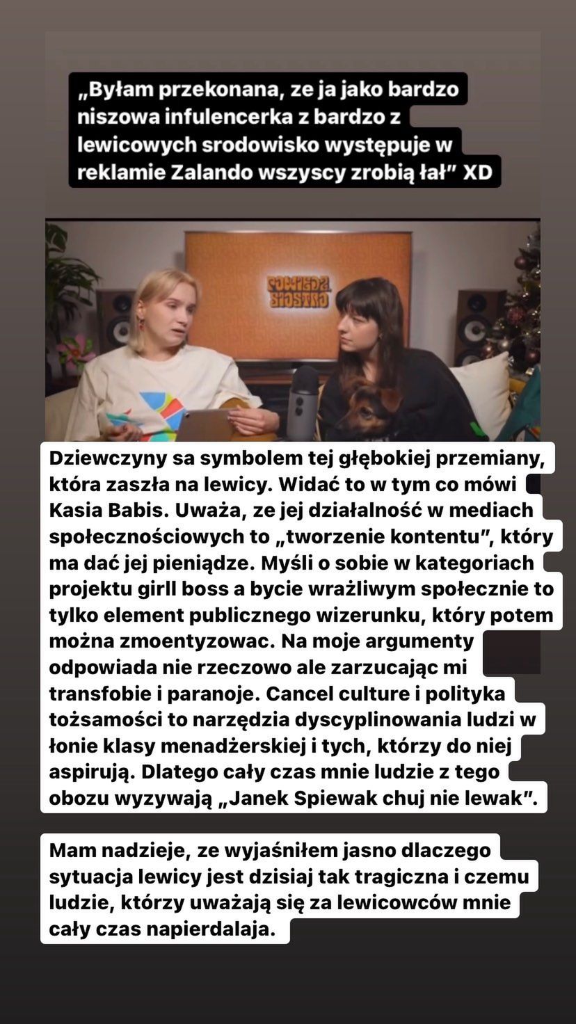 Jan Śpiewak odpowiedział Kasi Babis